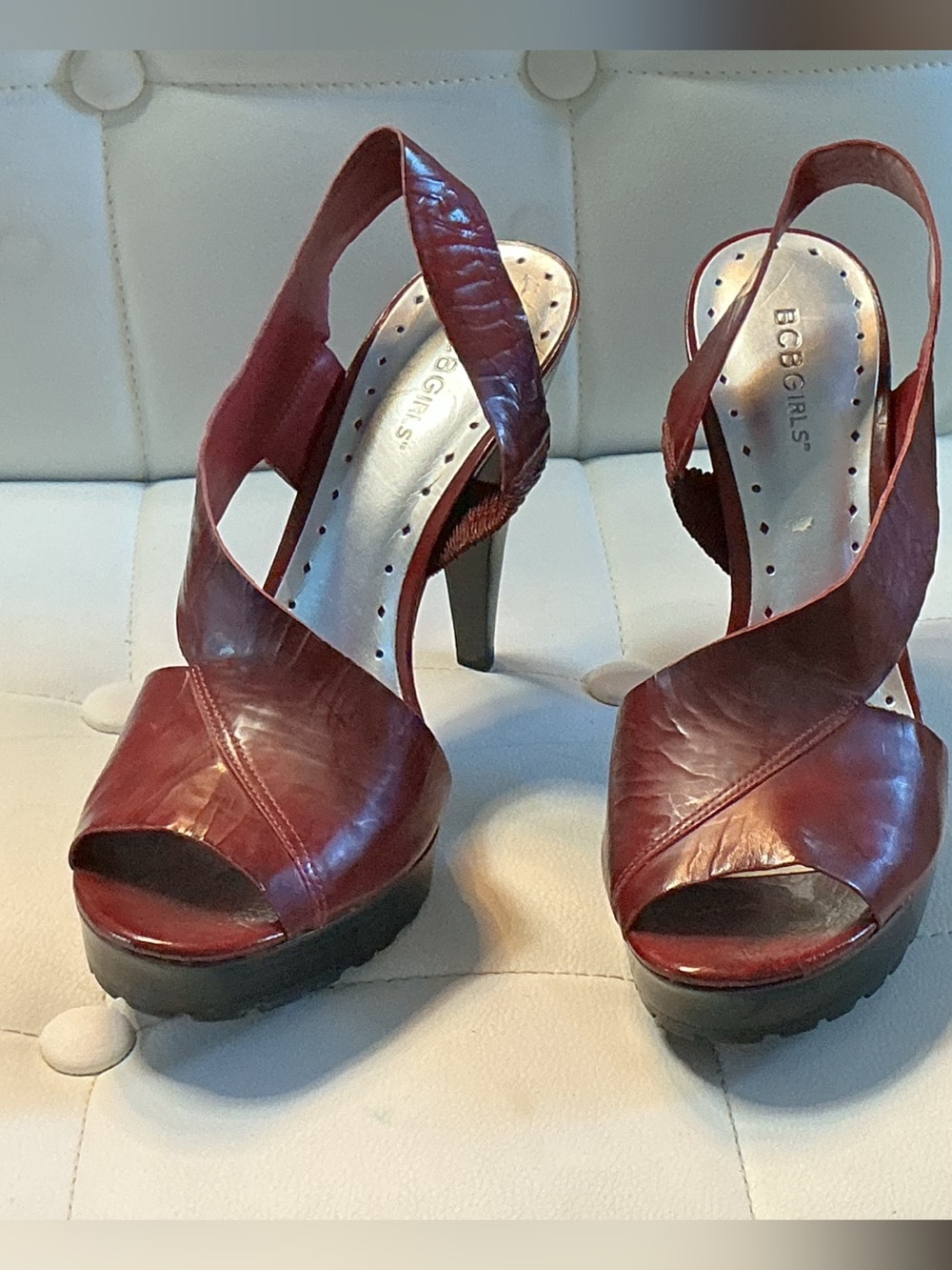BCBGirls Paula Ruby Red Patent Platform Heels Size 10M Never Worn